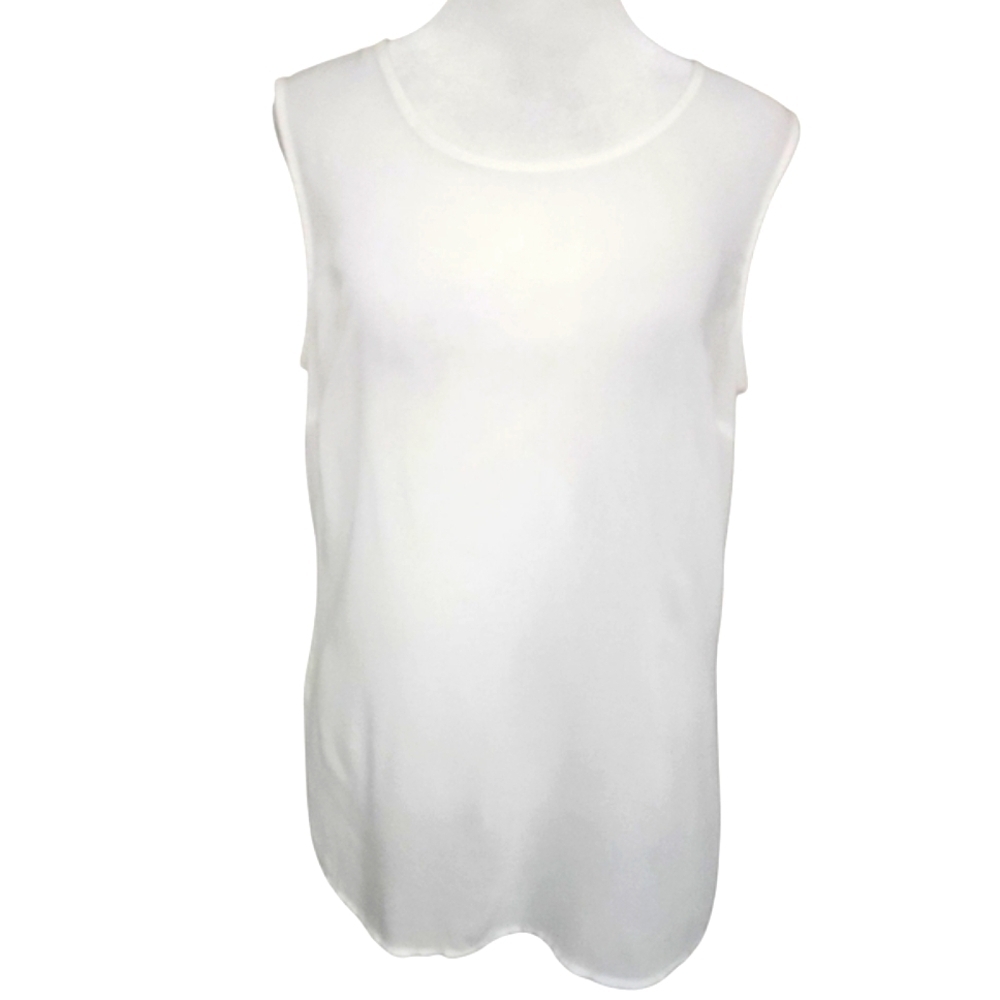 BASLER Modal Sleeveless Relaxed Fit Long Length Crew High Neck Top. White.Size M